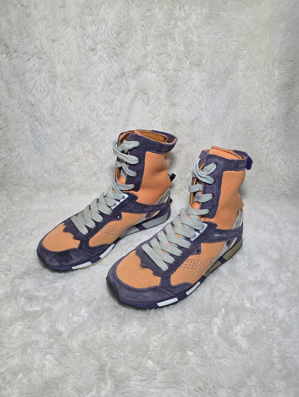 2003 Diesel Kadette Y2K High Top Sneakers Orange Purple Women’s 6 Vintage - Picture 5 of 10